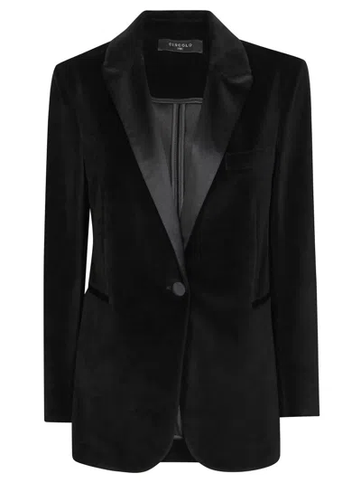 Circolo Velvet Blazer With Satin Lapel And Tailored Fit In Multi