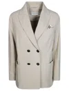 Circolo Double-breasted Tailored Jacket In Neutral