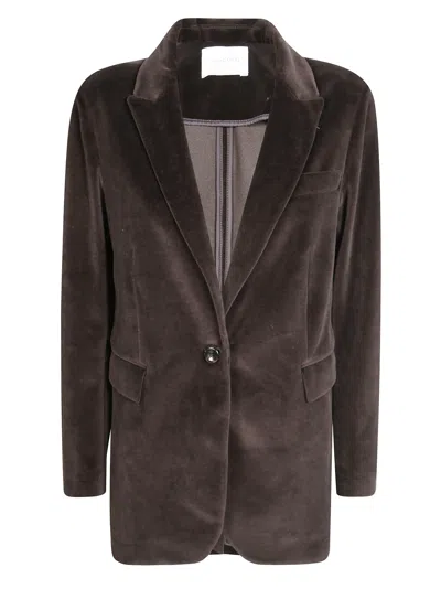 Circolo Smooth Velvet Blazer In Black