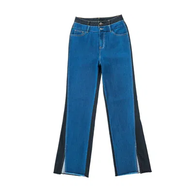 Circular Path Black / Blue Denim Loose Wide Leg Pants - Tall