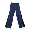 Circular Path Black / Blue Denim Loose Wide Leg Pants In Black/blue