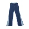 Circular Path Blue Loose Denim Wide Leg Pants In Blue