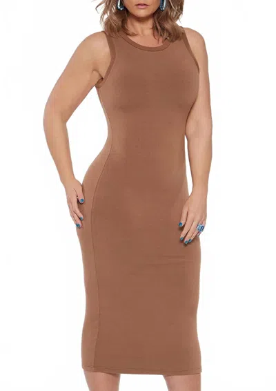 Circular Path Marilyn Midi Dress In Pecan In Brown