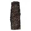 Circular Path Women's Black / Brown Ruched Skirt - Leopard In Animal Print