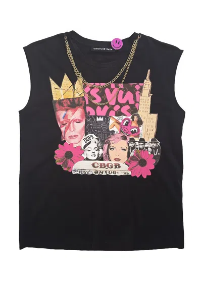 Circular Path Women's Black  X Love Tara Sleeveless Necklace T-shirt