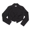 Circular Path Women's Black Crop Asymmetric Pinstripe Blazer In Black