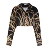 Circular Path Women's Black / Gold Crop Dolman Shirt - Black-gold Chains In Multi