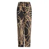 Circular Path Women's Black / Gold Lounge Pants - Black-gold Chains - Tall In Multi
