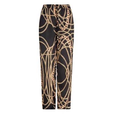 Circular Path Women's Black / Gold Lounge Pants - Black-gold Chains In Black/gold