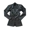 Circular Path Women's Black Vegan Leather Cut Out Blazer