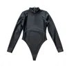 Circular Path Women's Black Vegan Leather Mock Neck - Tall In Black