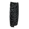 Circular Path Women's Black Vegan Leather Ruched Skirt