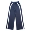 Circular Path Women's Black / White Striped Track Pant - Black White Tall In Blue