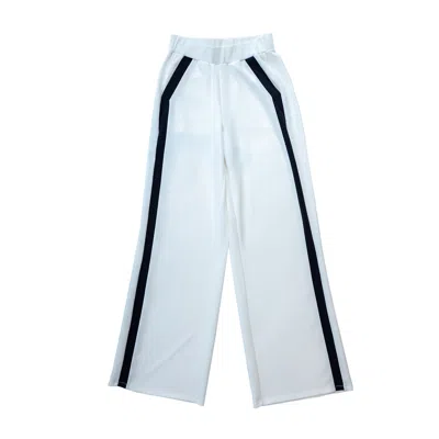Circular Path Women's Black / White Striped Track Pant - White Black Tall In Multi