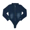 Circular Path Women's Blue Bodysuit Denim In Blue
