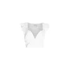 Circular Path Women's Crop Bustier Mini Puff Cap Sleeve Top - White In White
