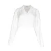 Circular Path Women's Crop Dolman Shirt -white In White