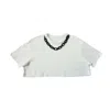 Circular Path Women's Necklace Crop T-shirt - White In White