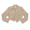 Circular Path Women's Neutrals Asymmetric Crop Pinstripe Blazer