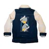 Circular Path Women's Neutrals / Blue  X Wren + Glory - Teddy Denim Moto Jacket - Midnight Blue Cream In Blue