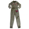Circular Path Women's Neutrals  X Wren + Glory Jean Jacket Jumpsuit - Sand In Green