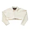 Circular Path Women's Neutrals Crop Vegan Leather Jacket - Cream