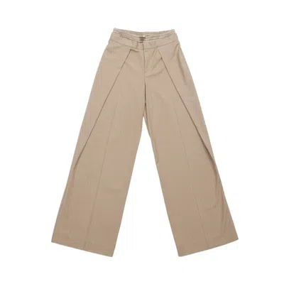 CIRCULAR PATH WOMEN'S NEUTRALS SATIN WAISTBAND PINSTRIPE PANT - BEIGE-CREAM - TALL