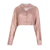 Circular Path Women's Rose Gold Crop Dolman Shirt -taupe In Pink