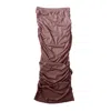Circular Path Women's Rose Gold Ruched Skirt - Taupe In Burgundy