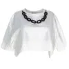 Circular Path Women's White / Silver Necklace Crop T-shirt - Metallic-white In White