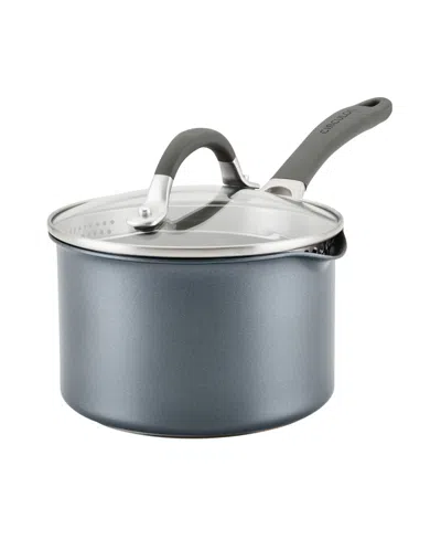 Circulon A1 Series With Scratchdefense Technology Aluminum 2-quart Nonstick Induction Straining Sauce Pan Wit In Graphite