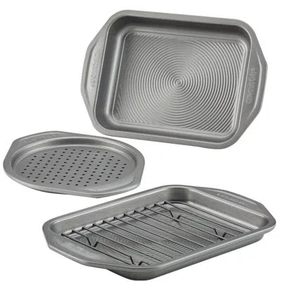 Circulon Bakeware Nonstick Toaster Oven And Personal Pizza Pan Baking Set, 4 Piece In Gray