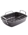 Circulon Carbon Steel 2 Pc. Ultra-lasting 17" X 13" Nonstick Roasting Pan With Easy Serve Rack In Black