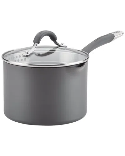 Circulon Radiance Hard-anodized Nonstick Straining Sauce Pan In Gray