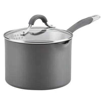 Circulon Radiance Hard-anodized Nonstick Saucepan With Straining Lid, 3-quart In Gray