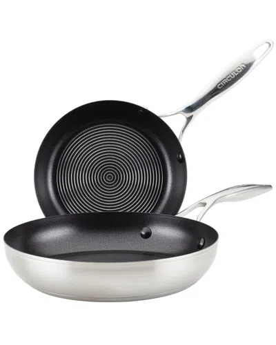 Circulon Stainless Steel 2pc Induction Frying Pan Set In Silver