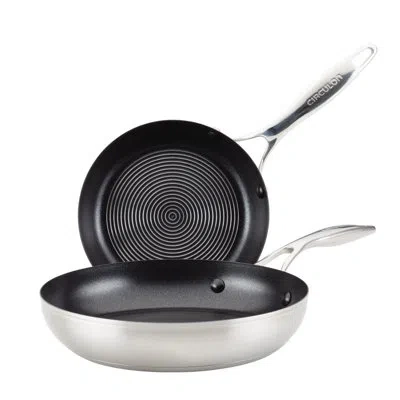 Circulon Stainless Steel Frying Pan Set With Steelshield Hybrid Stainless Nonstick, 2-piece In Silver