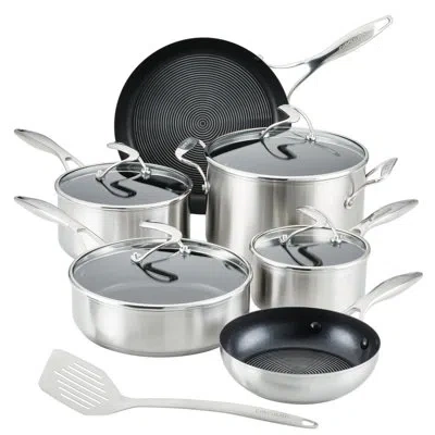 Circulon Stainless Steel Induction Cookware Set With Steelshield Hybrid Stainless And Nonstick Technology, 11 In Silver