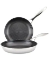 Circulon Steelshield C-series Tri-ply Clad Nonstick Frying Pan Set, 2-piece, Silver In Silver