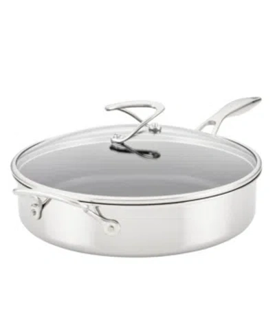 CIRCULON STEELSHIELD C-SERIES TRI-PLY CLAD NONSTICK SAUTE PAN WITH LID AND HELPER HANDLE, 5-QUART, SILVER
