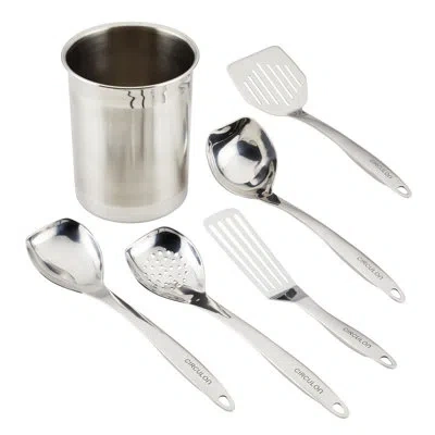 Circulon Tools Stainless Steel Kitchen / Cooking Tools With Crock Set, 6 Piece, Stainless Steel In Silver