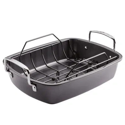 Circulon Ultra-lasting Nonstick Roaster / Roasting Pan With Easy Serve Rack, 17 Inch X 13 Inch, Black