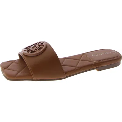 Circus By Sam Edelman Arissa Womens Faux Leather Embellished Slide Sandals In Brown