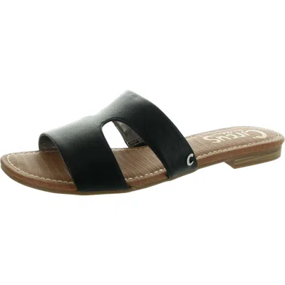 Circus By Sam Edelman Brynn Womens Cushioned Footbed Faux Leather Slide Sandals In Black
