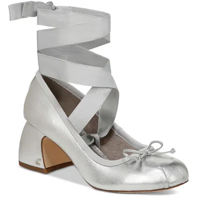Circus By Sam Edelman Della Womens Satin Bow Mary Jane Heels In Silver