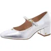 Shop Circus By Sam Edelman Eloisa Womens Slip On Block Heel Mary Jane Heels In Silver