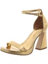 Circus By Sam Edelman Holmes Womens Faux Leather Ankle Strap Heels In Gold