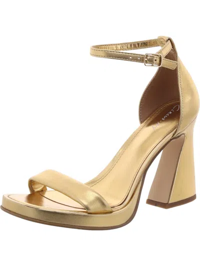 Circus By Sam Edelman Holmes Womens Faux Leather Ankle Strap Heels In Gold