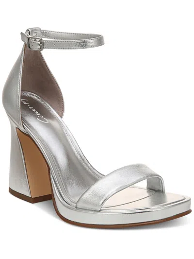 Circus By Sam Edelman Holmes Womens Faux Leather Ankle Strap Heels In Silver