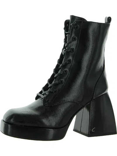 Circus By Sam Edelman Karter Womens Faux Leather Lace-up Ankle Boots In Black